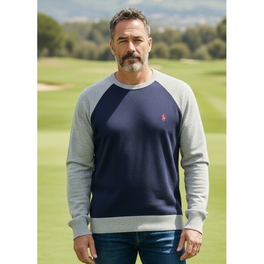 Polo Ralph Lauren Men's Pima Cotton Navy Blue Sweater Size X-Large Preppy